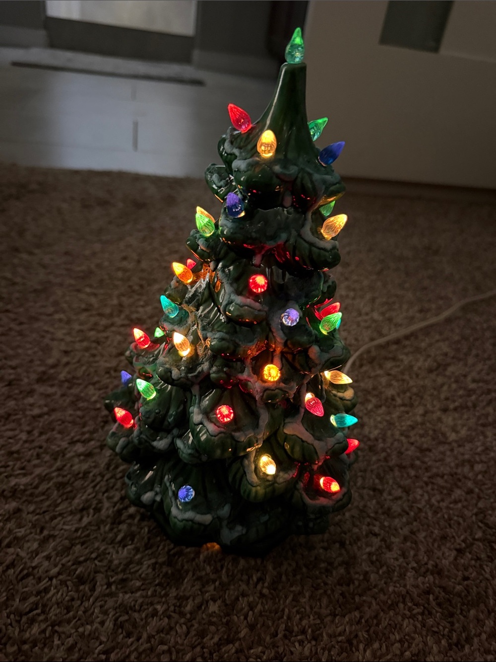 11 inch Ceramic Multicolor Light-Up Christmas Tree Holiday Decor